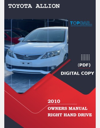 toyota allion 2010 owners manual in english